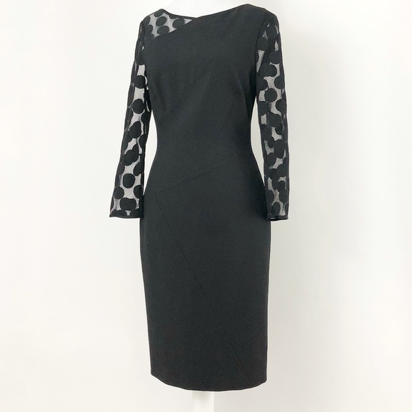 ✨sold✨ karen millen • black sheer dot sleeve dress - Picture 3 of 8